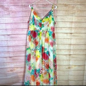 Torrid Chiffon Ivory Floral Maxi Dress SZ 2